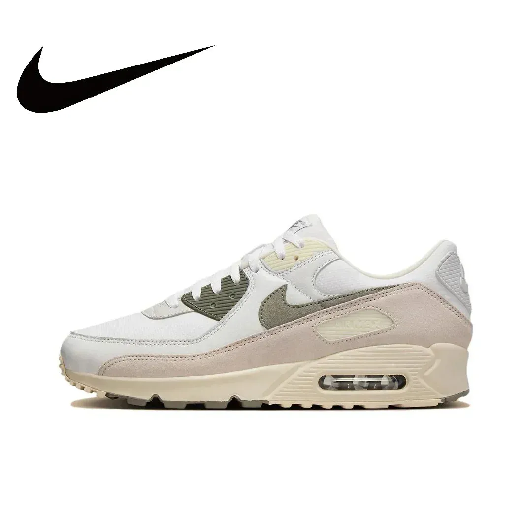 Nike Original Air Max 90 Low Men's Sneakers Winter Breathable Casual Shoes Anti-slip and Wear Resistant Glossy Black