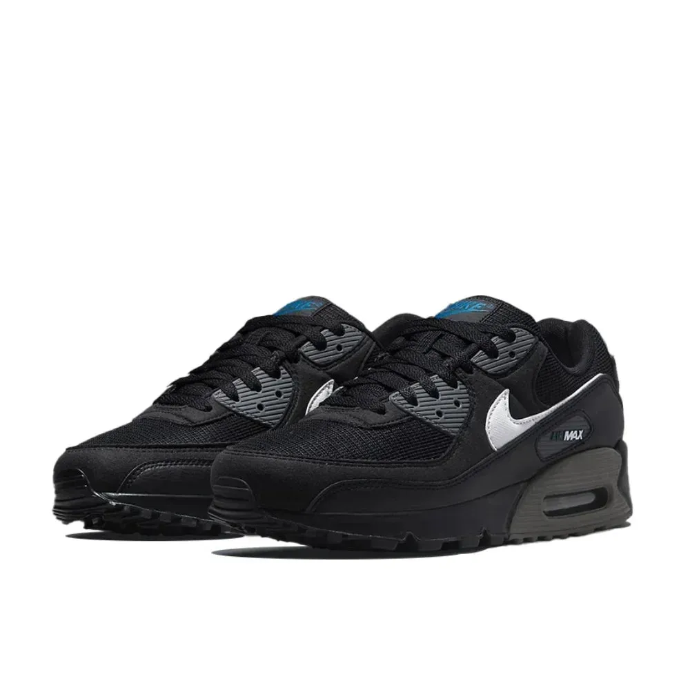 Nike Original Air Max 90 Low Men's Sneakers Winter Breathable Casual Shoes Anti-slip and Wear Resistant Glossy Black
