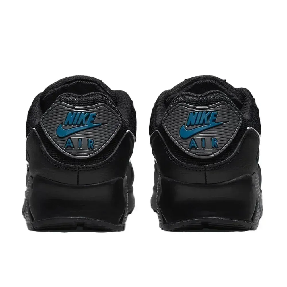 Nike Original Air Max 90 Low Men's Sneakers Winter Breathable Casual Shoes Anti-slip and Wear Resistant Glossy Black