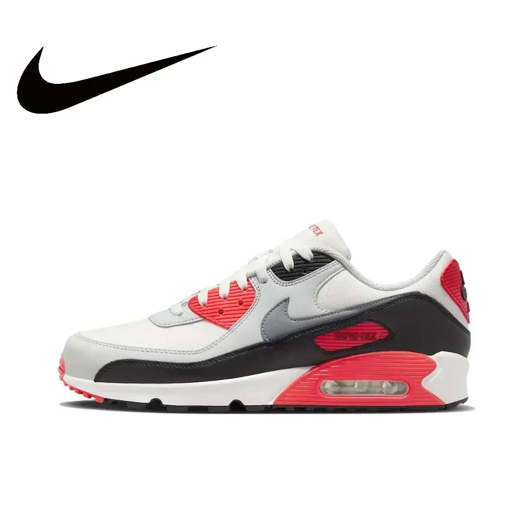 Nike Original Air Max 90 Low Men's Sneakers Winter Breathable Casual Shoes Anti-slip and Wear Resistant Glossy Black