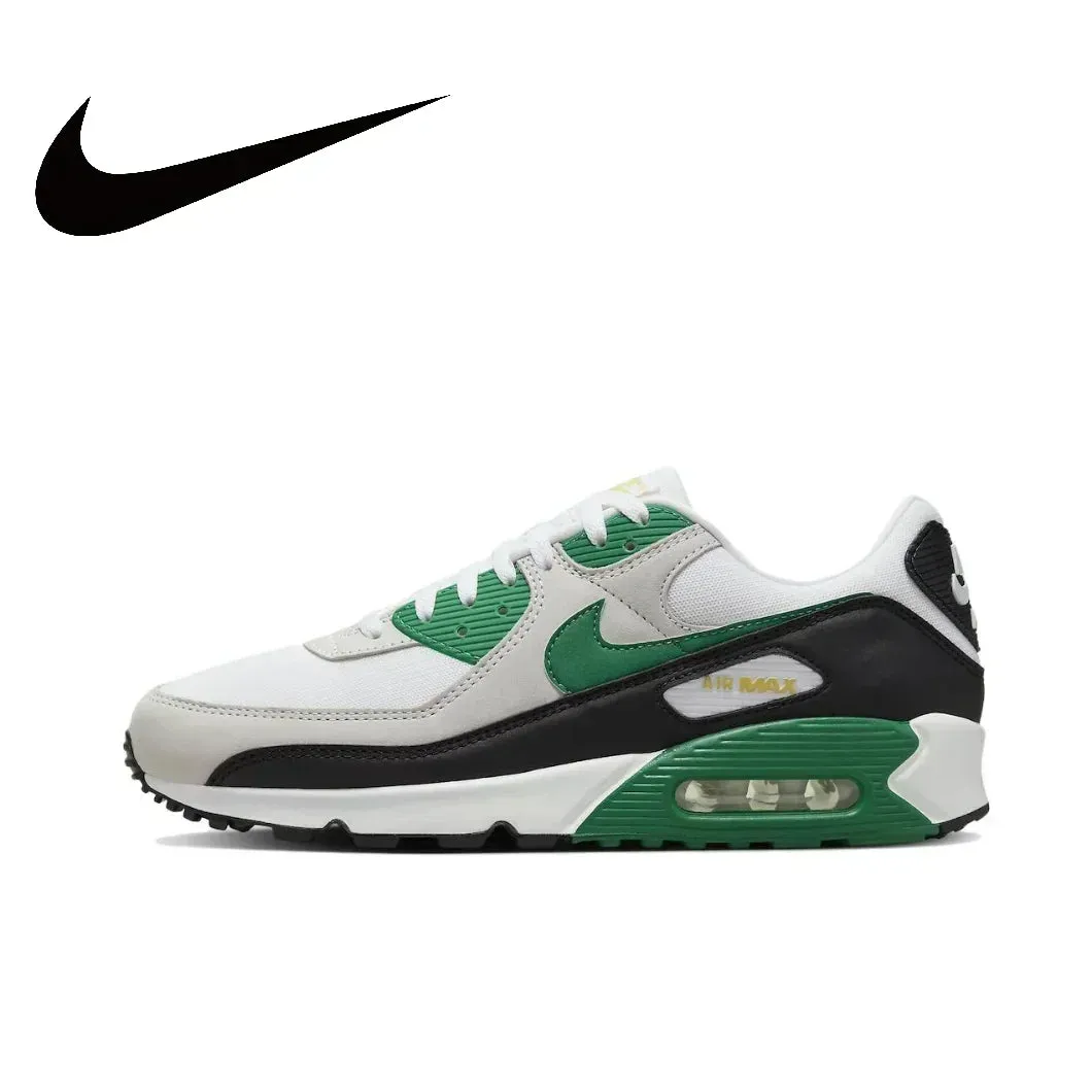 Nike Original Air Max 90 Low Men's Sneakers Winter Breathable Casual Shoes Anti-slip and Wear Resistant Glossy Black