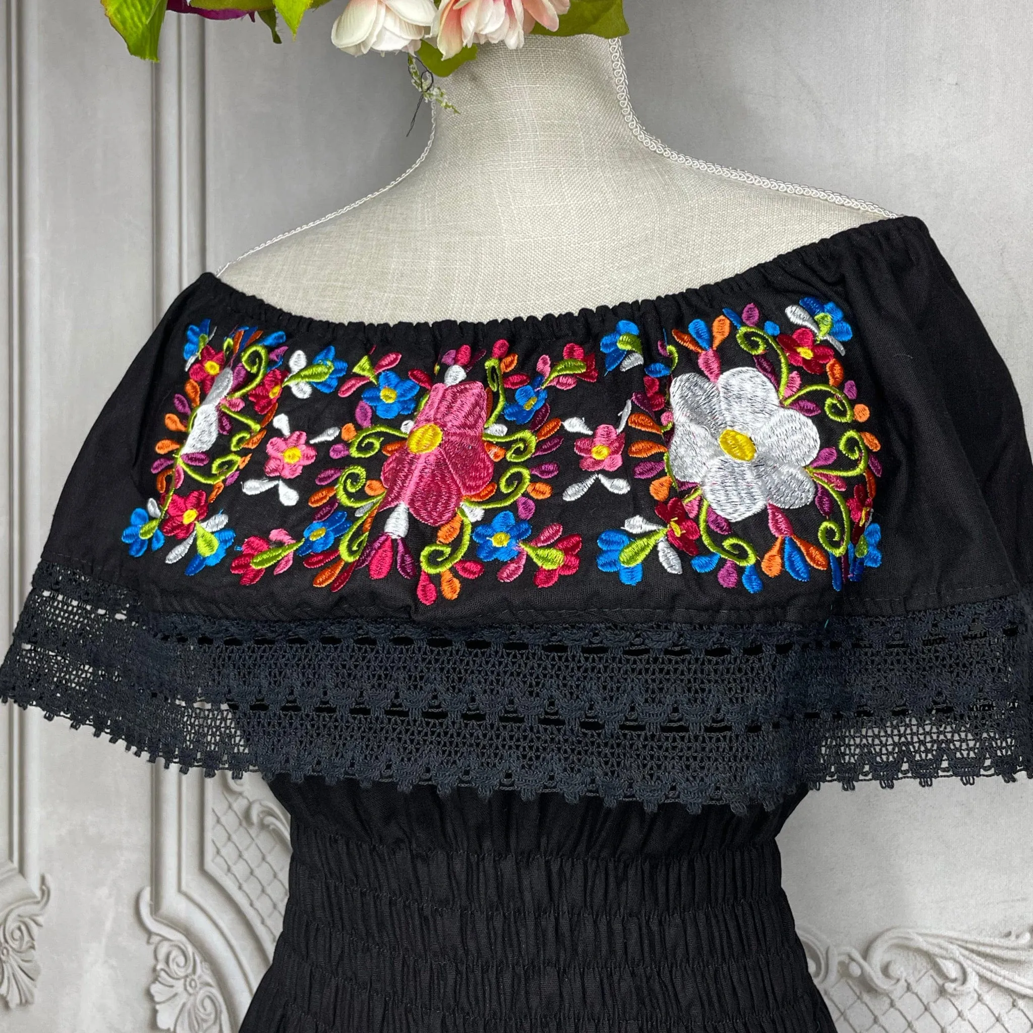 Off Shoulder Laced Midi Dress - Daisy