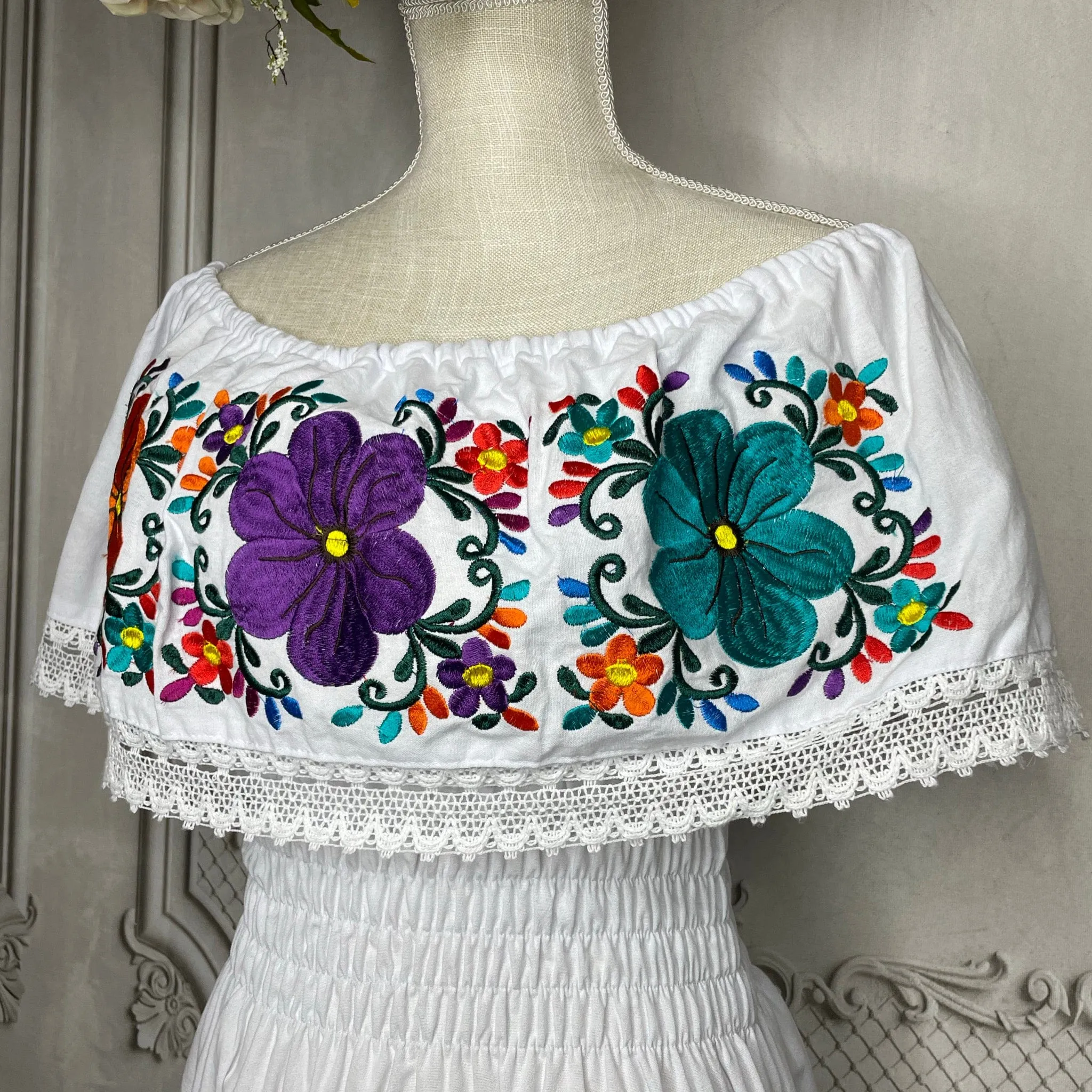 Off Shoulder Laced Midi Dress - Daisy