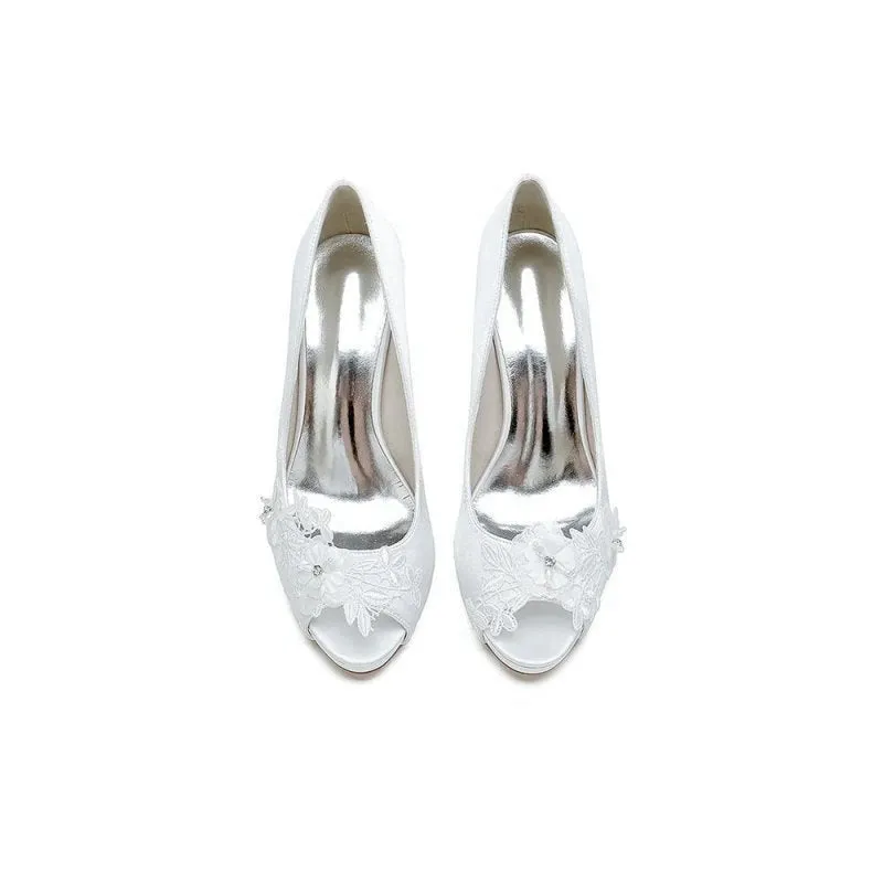 Open Point Toe Wedding Shoes with Lace