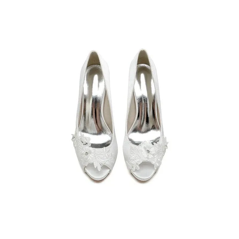 Open Point Toe Wedding Shoes with Lace