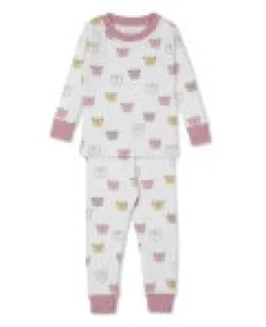 Pajama Set Snug Prt-Bear Talk in Multi Pink