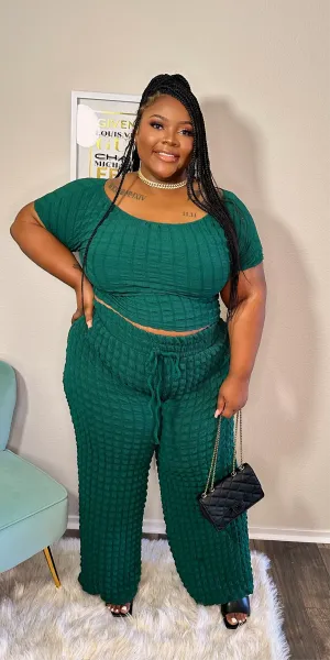 PLUS SIZE PRETTY TEMPTING SET (HUNTER GREEN)