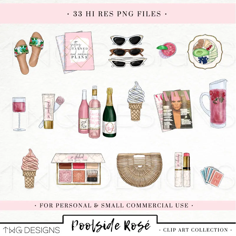 Poolside Rosé Clipart Collection