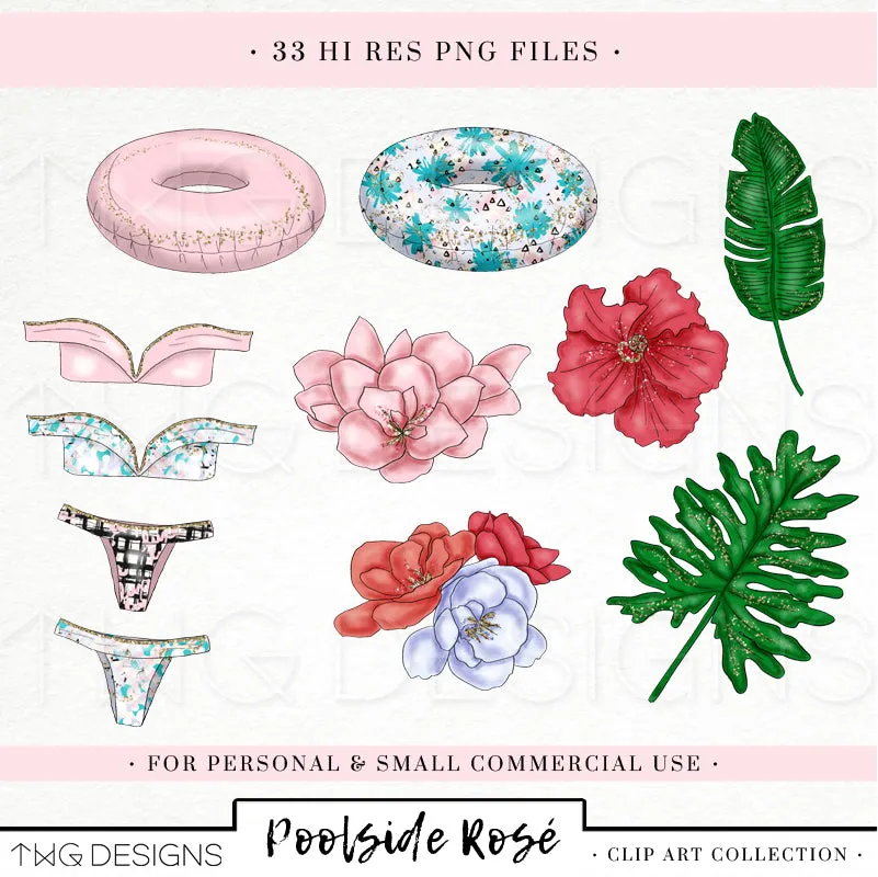 Poolside Rosé Clipart Collection