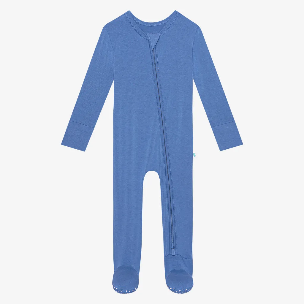 Posh Peanut Aviator Blue Zippered Footie