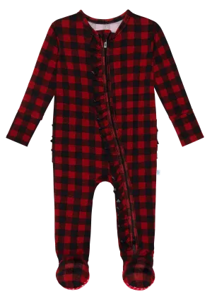Posh Peanut Grayson Ruffled Zippered Footie