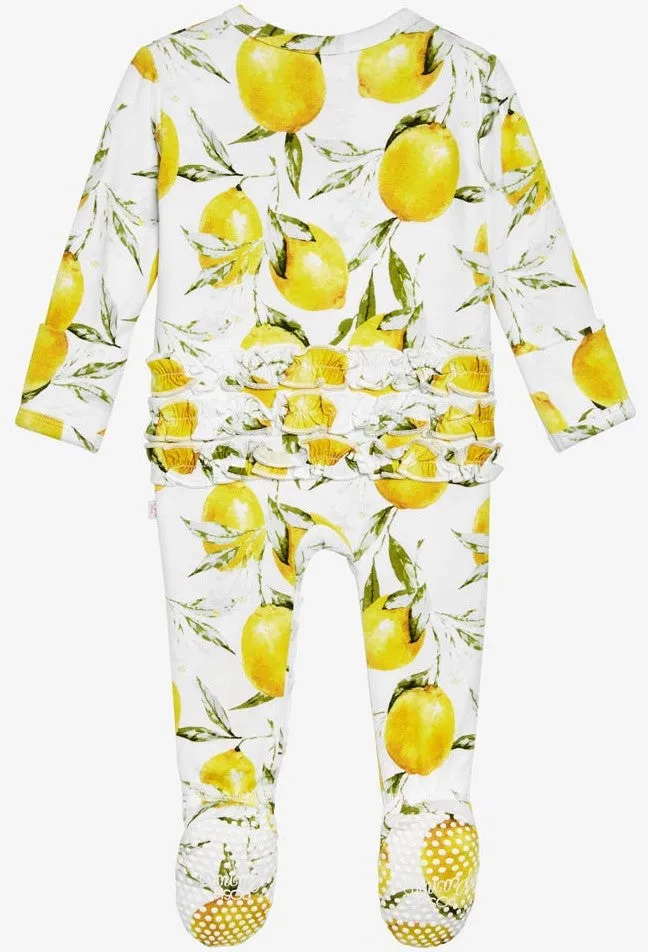 Posh Peanut Lemon Ruffle Zippered Footie