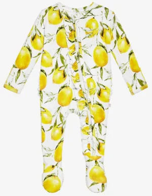 Posh Peanut Lemon Ruffle Zippered Footie