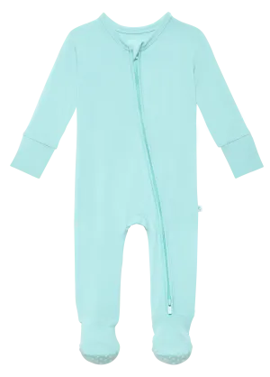 Posh Peanut Robins Egg Blue Footie with Zipper