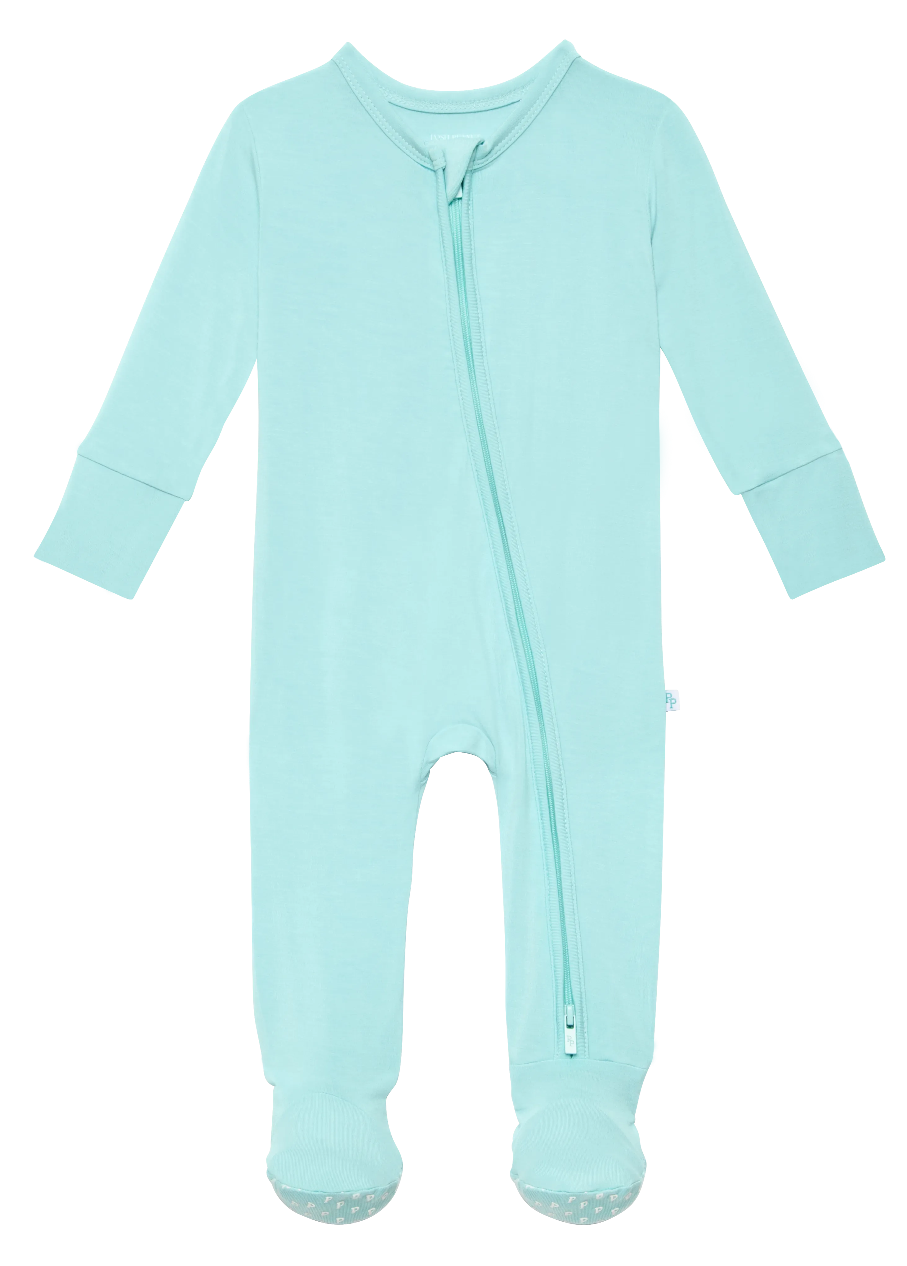 Posh Peanut Robins Egg Blue Footie with Zipper