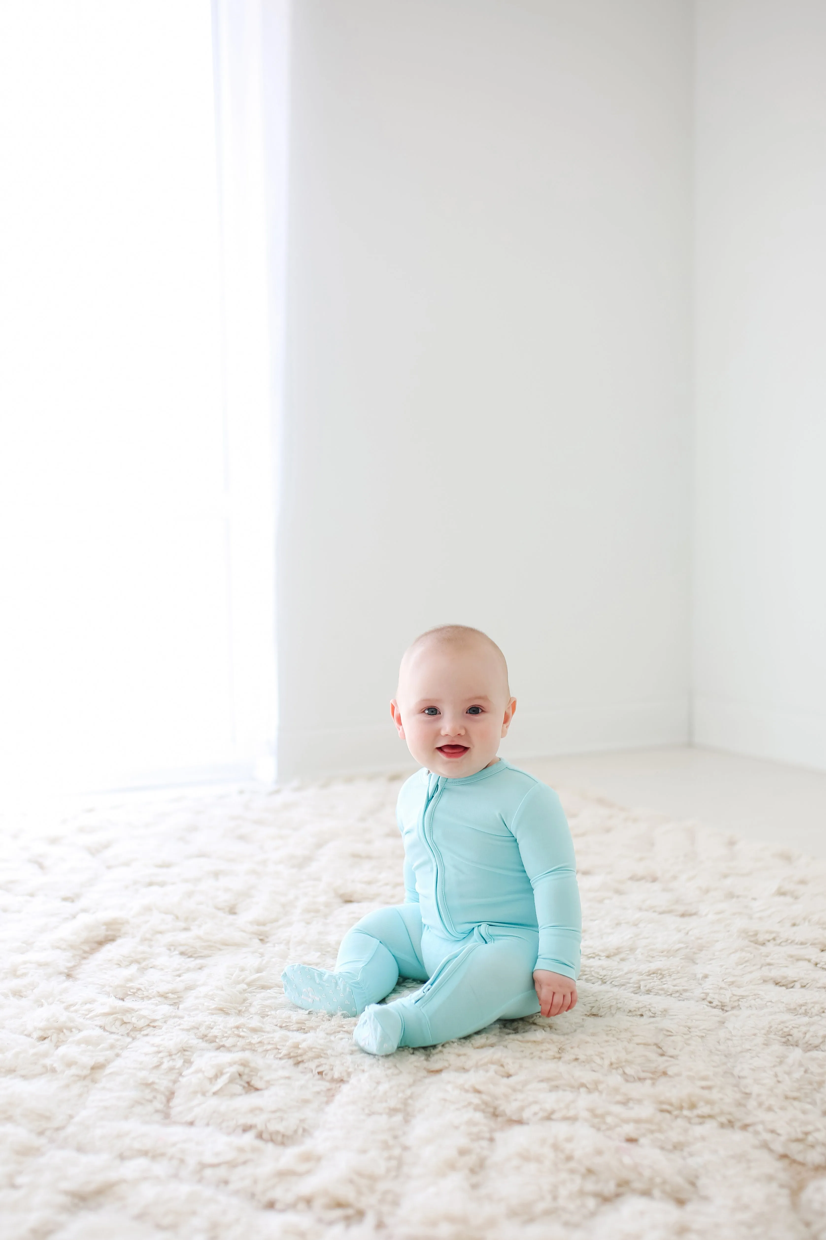 Posh Peanut Robins Egg Blue Footie with Zipper