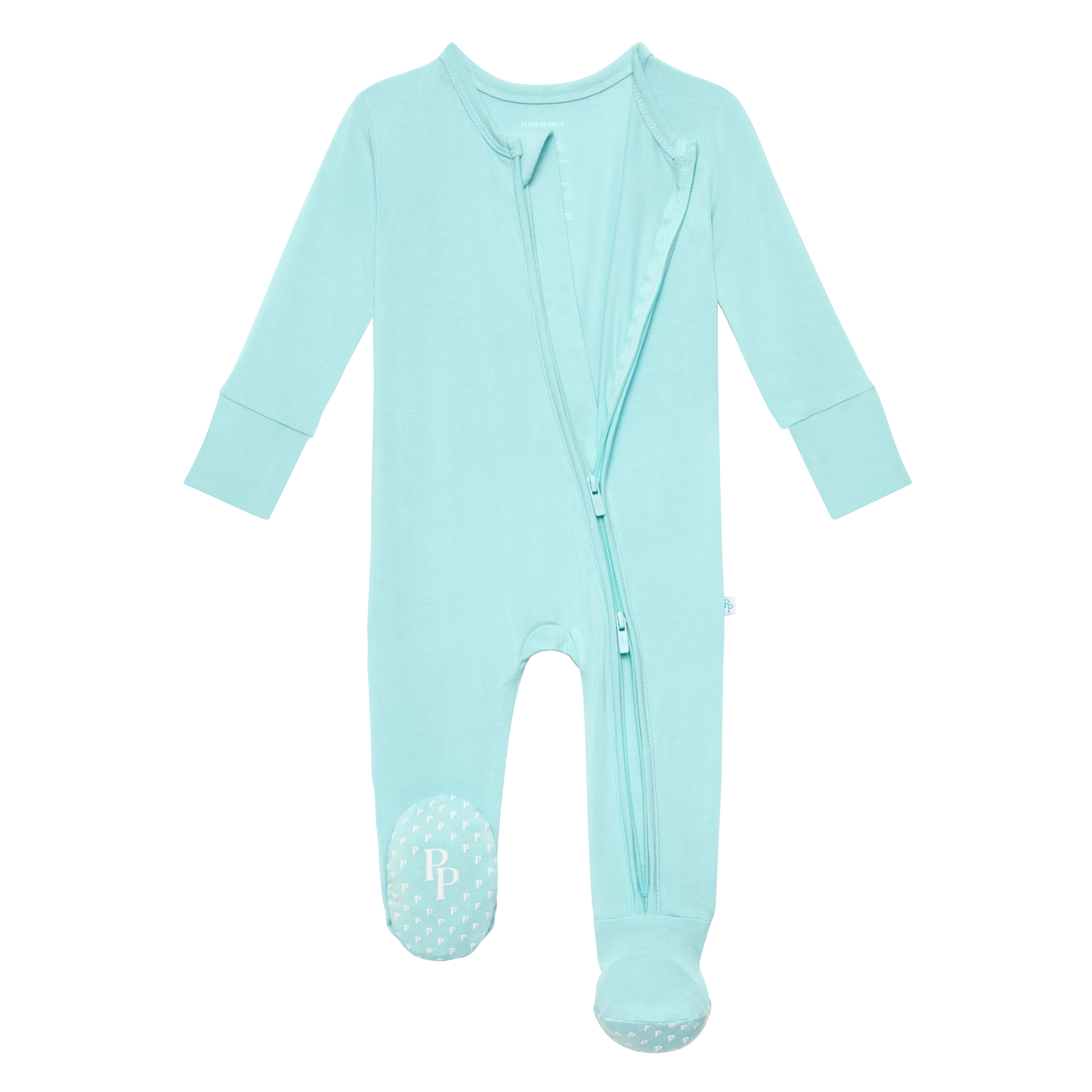 Posh Peanut Robins Egg Blue Footie with Zipper