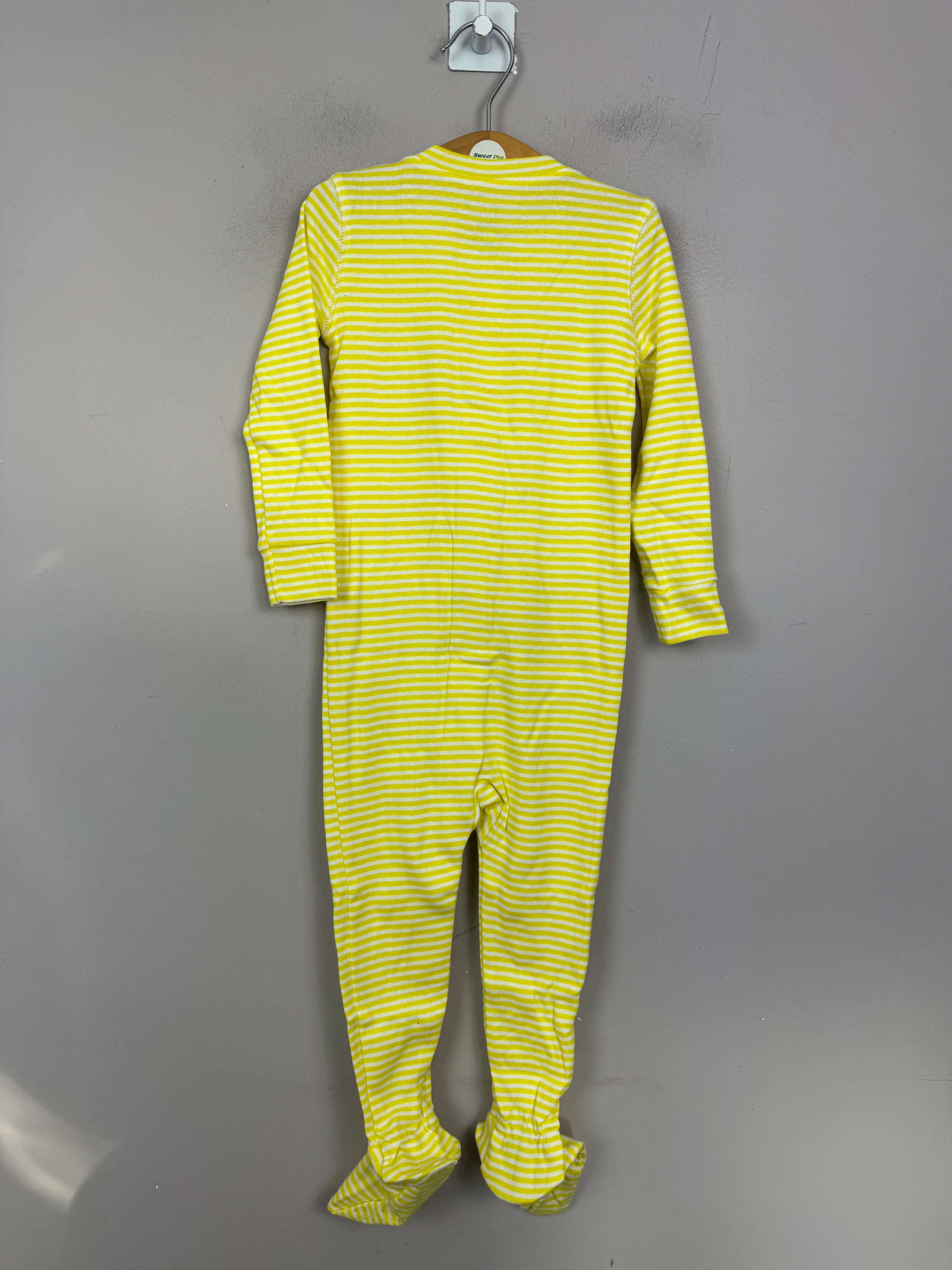Primary Organic Sleepsuit - Fine stripes, Yellow (New) Newborn to 18-24m