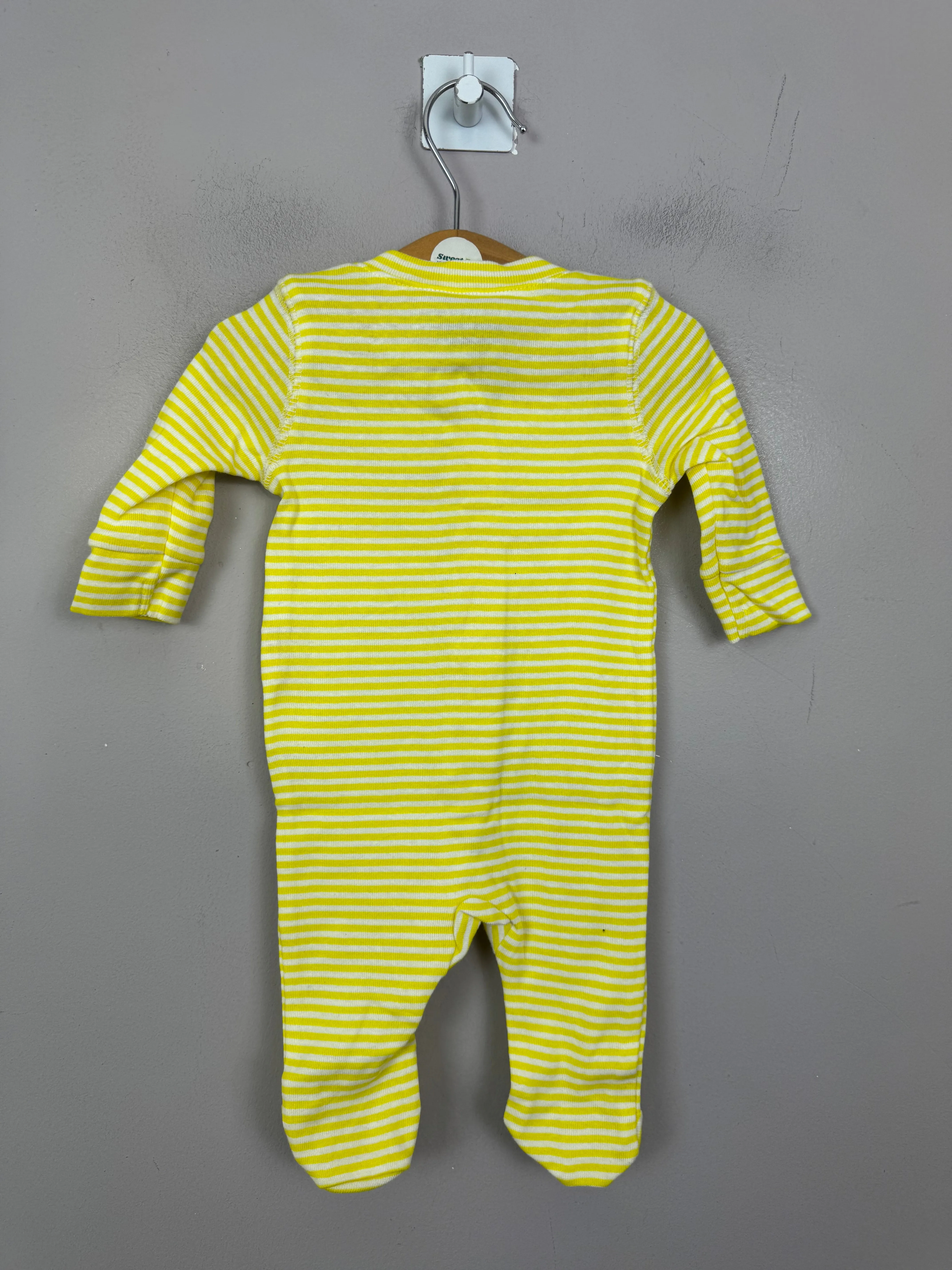 Primary Organic Sleepsuit - Fine stripes, Yellow (New) Newborn to 18-24m