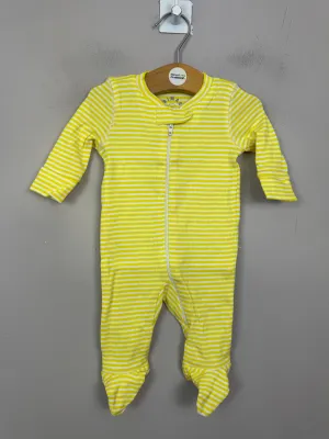Primary Organic Sleepsuit - Fine stripes, Yellow (New) Newborn to 18-24m