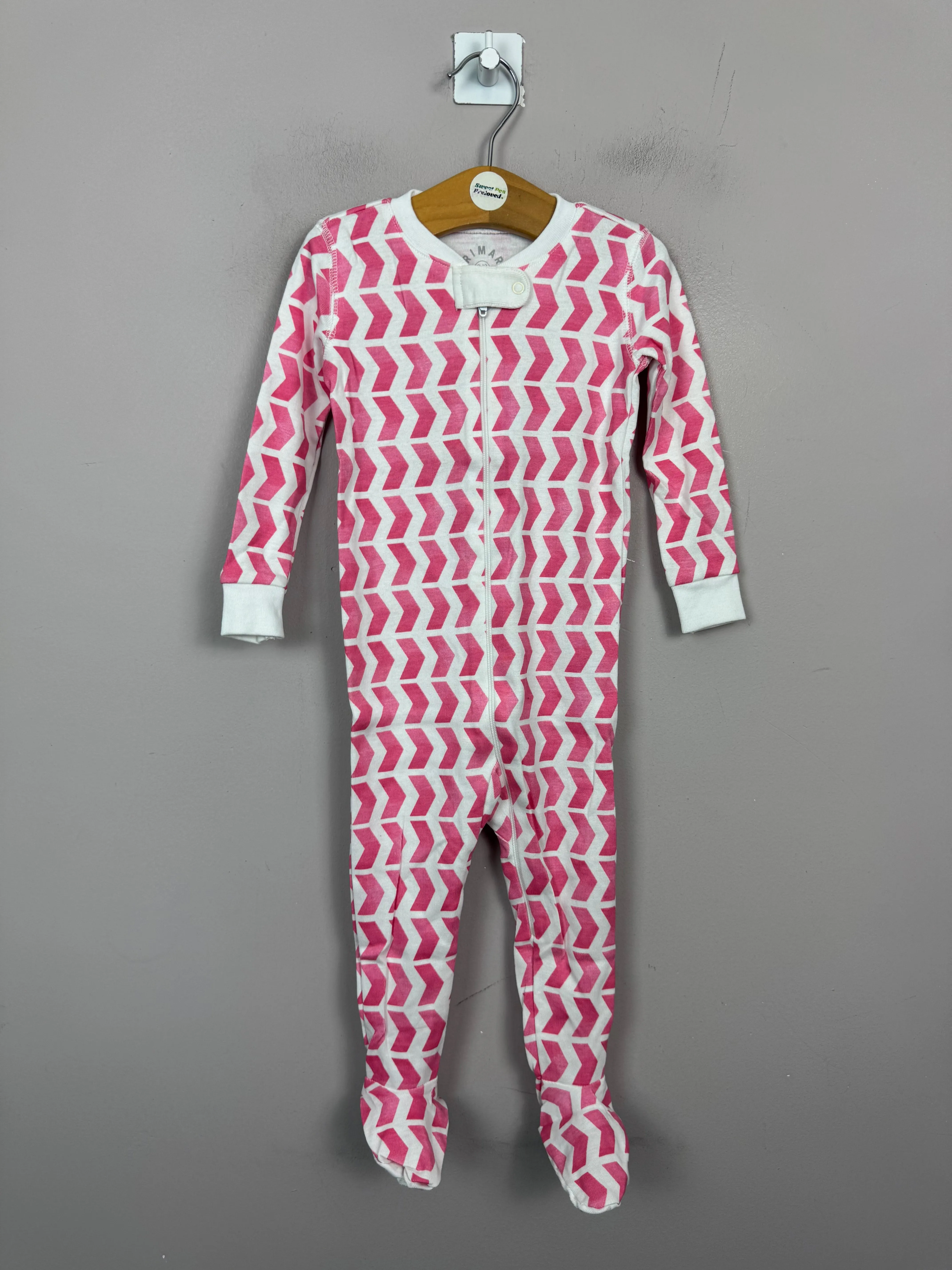 Primary Organic Sleepsuit - Pink Chevron (new) 0-3m, 9-12m, 12-18m bnwt