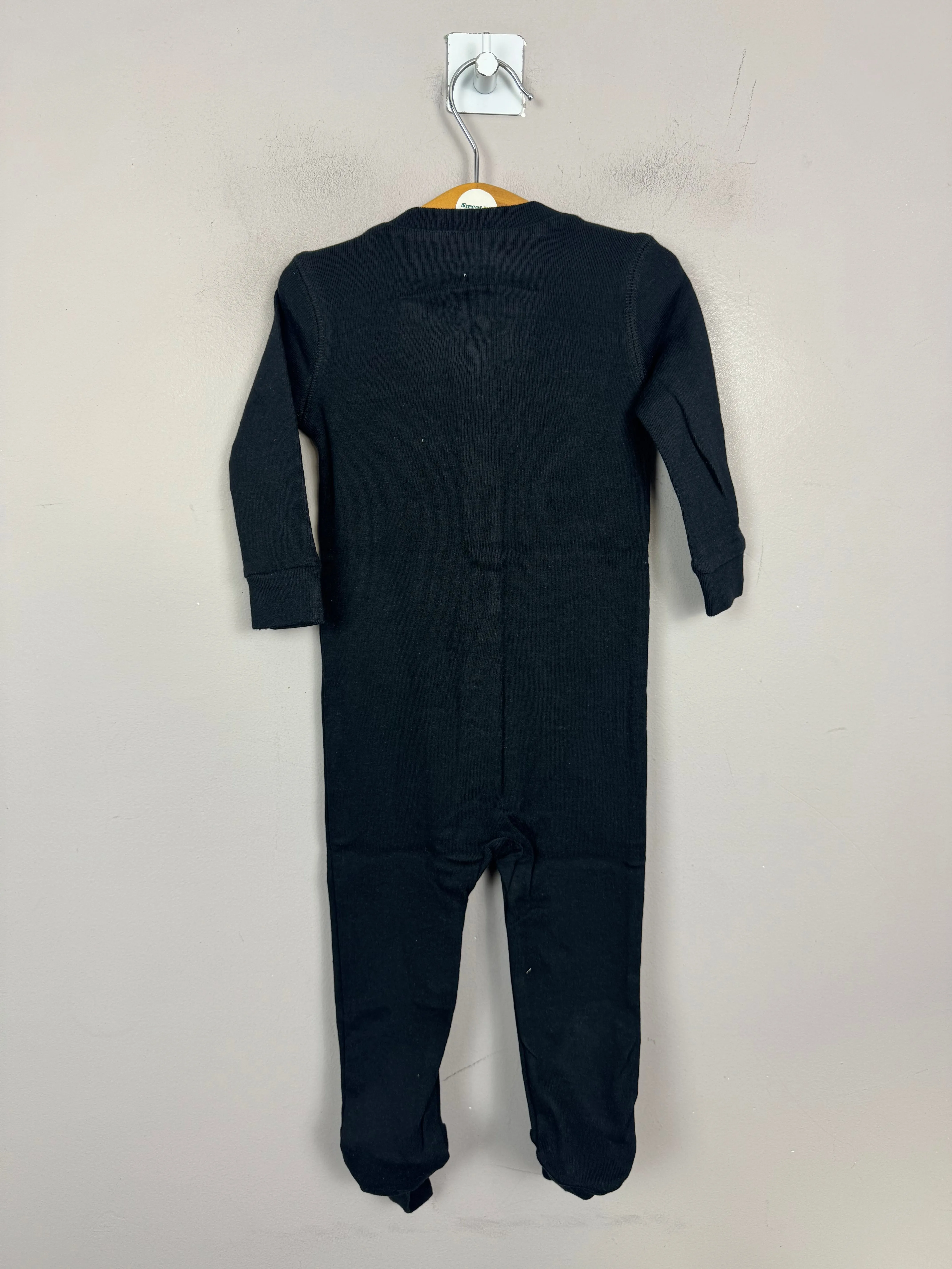 Primary Organic Sleepsuit - Plain dye Black (New) ages newborn to 18-24m
