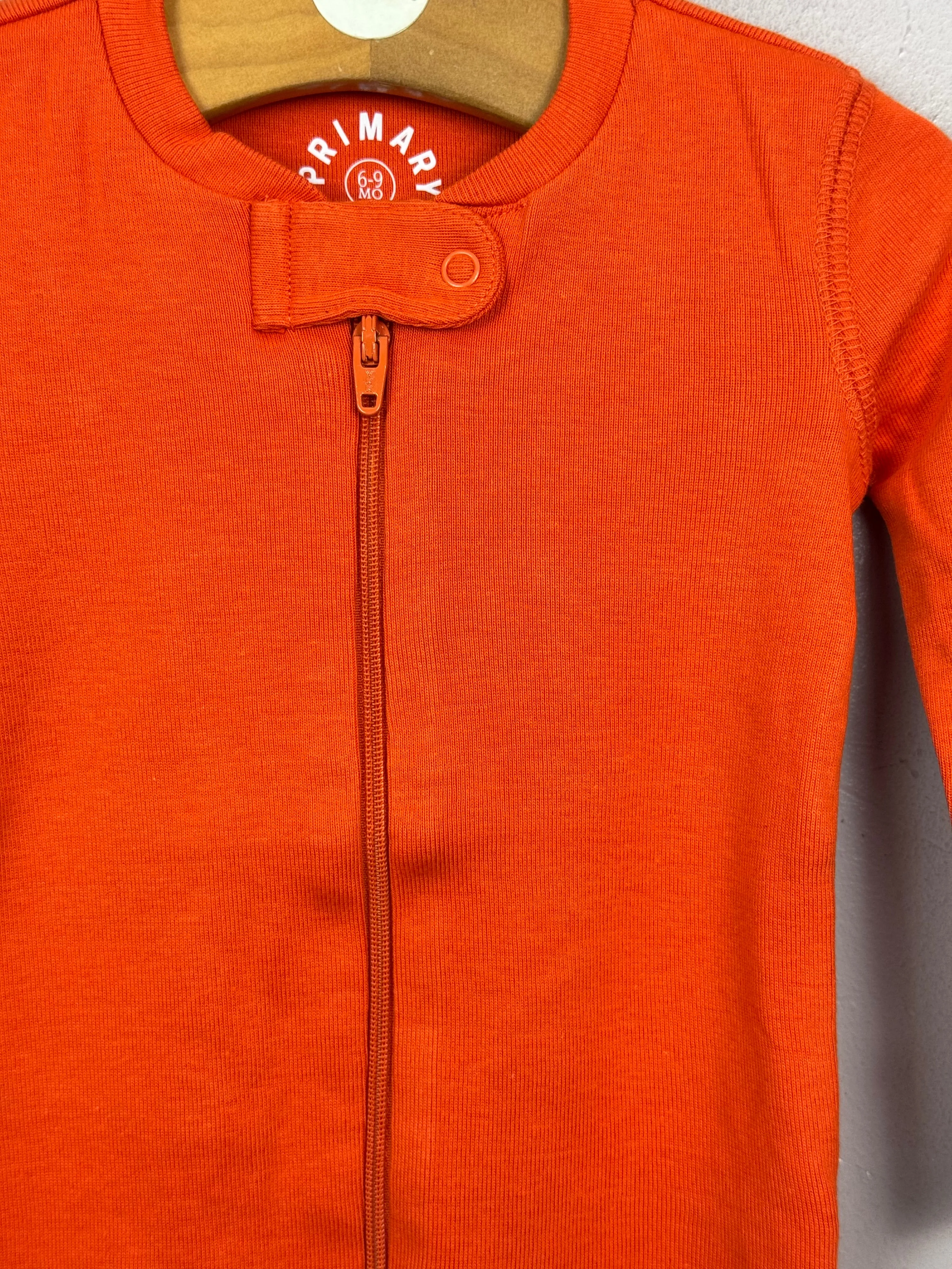 Primary Organic Sleepsuit - Plain dye, Tangerine (New) 9-12m, 18-24m