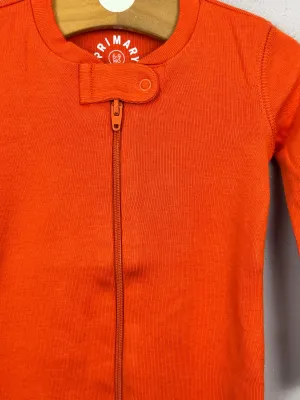 Primary Organic Sleepsuit - Plain dye, Tangerine (New) 9-12m, 18-24m