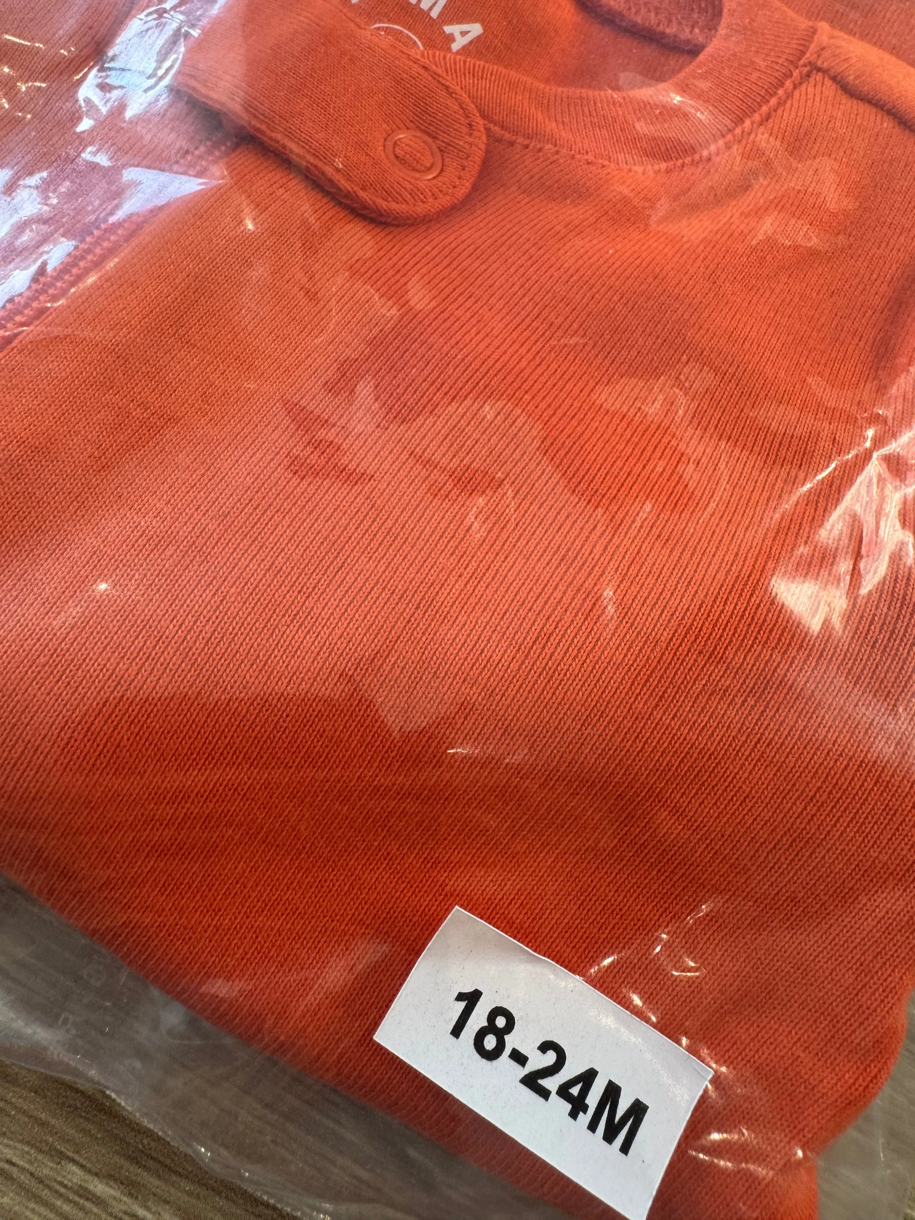 Primary Organic Sleepsuit - Plain dye, Tangerine (New) 9-12m, 18-24m