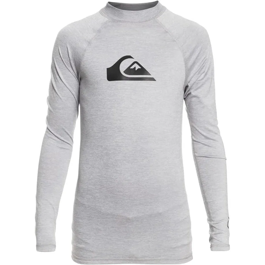 QUIKSILVER ALL TIME LS RASH SHIRT YOUTH SLEET HEATHER