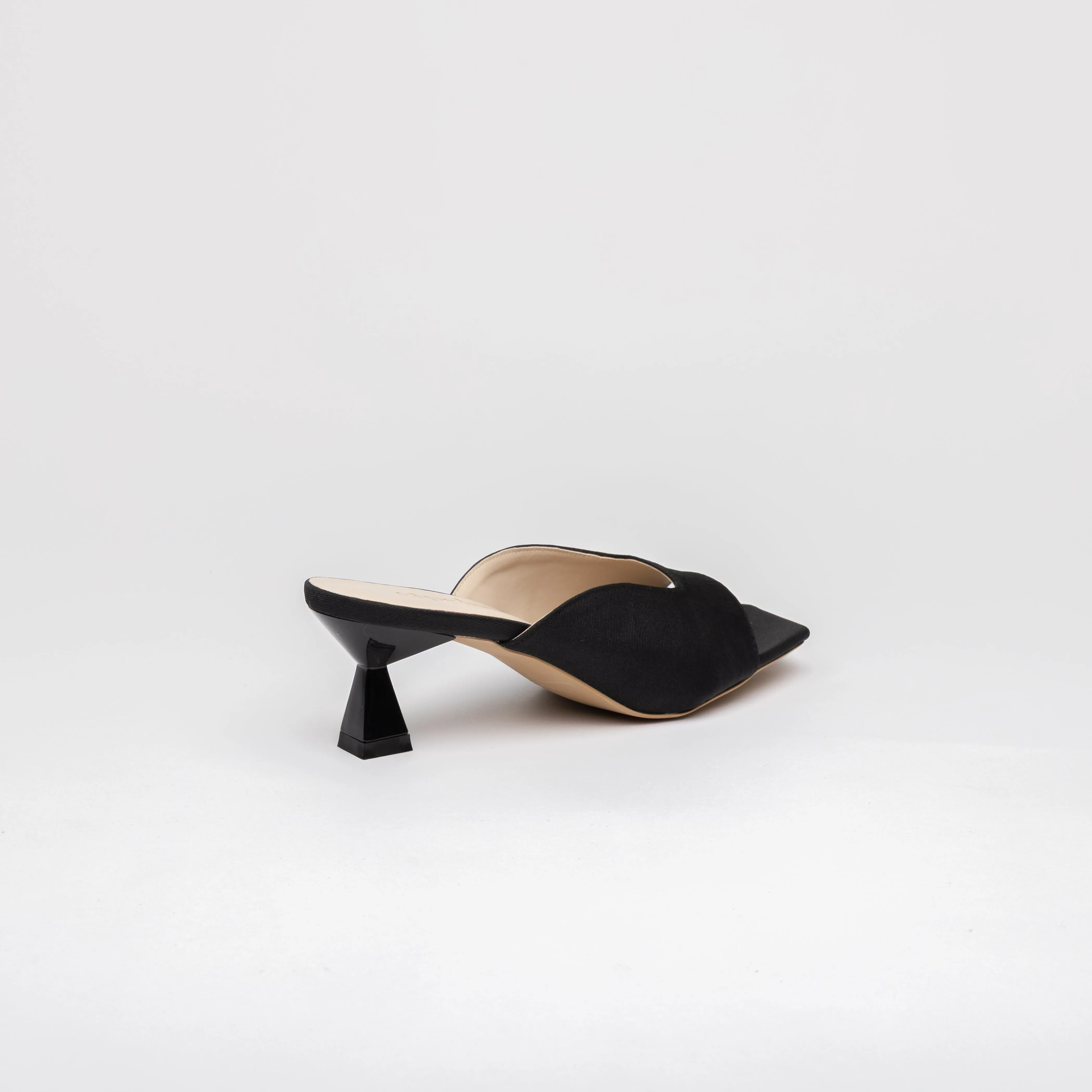 RAIA Sculpted Heel Open-Toe Mules - Onyx