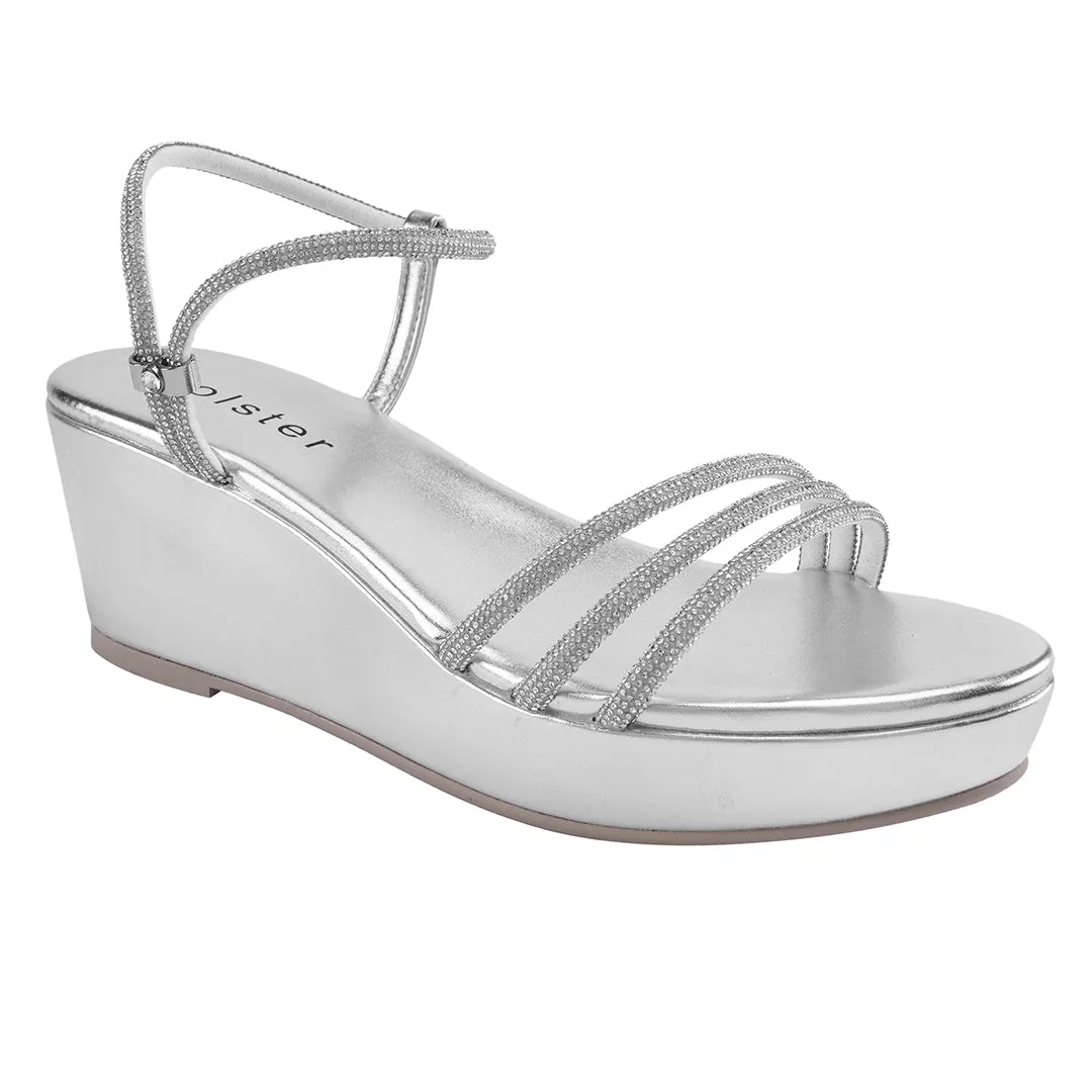 Revel Wedge & Beauty Espadrille  Bundle - Silver / Beige