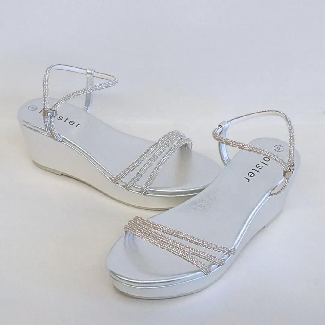Revel Wedge & Beauty Espadrille  Bundle - Silver / Beige
