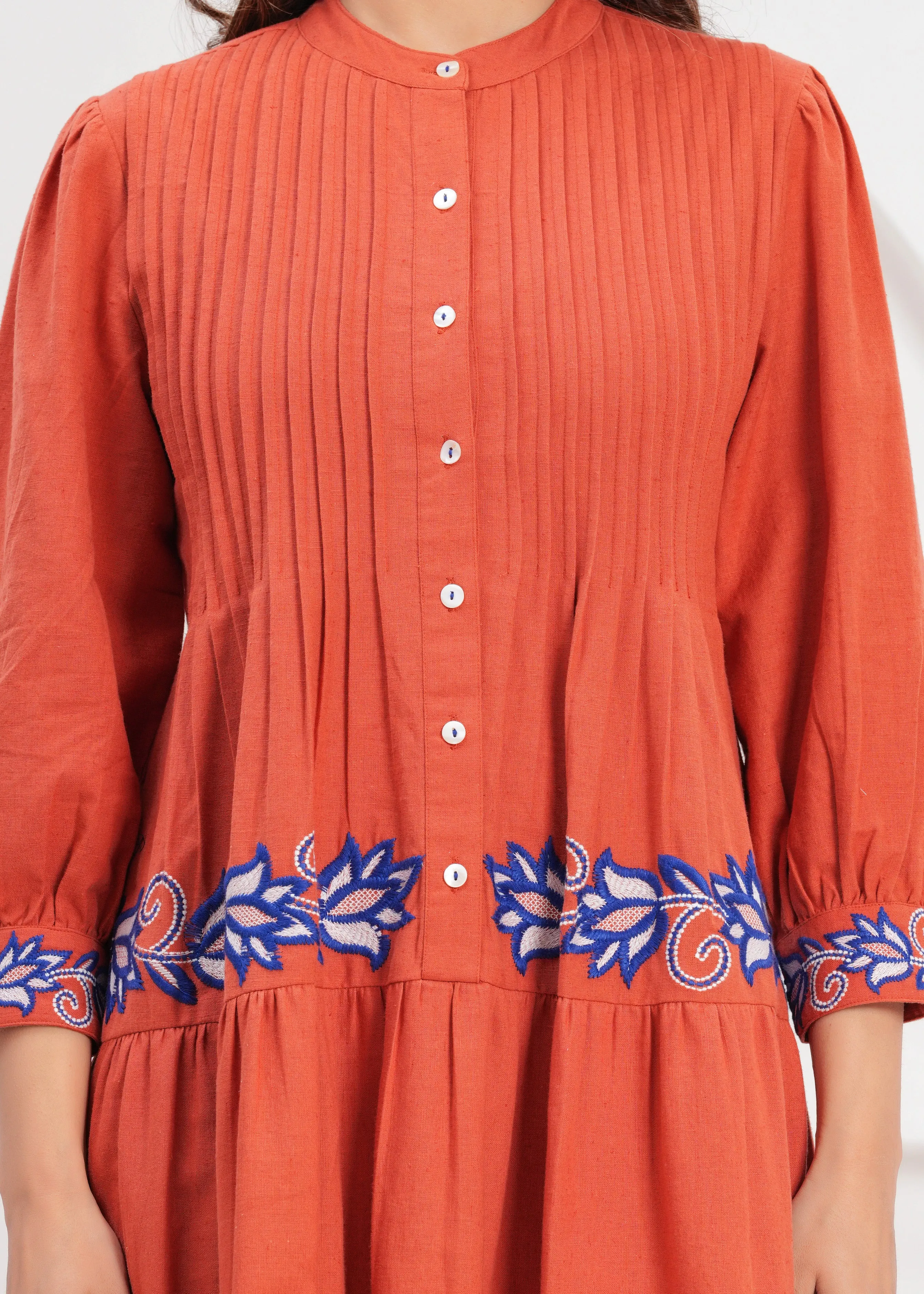 Rust Orange Fit And Flare dress