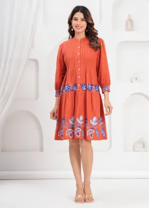 Rust Orange Fit And Flare dress
