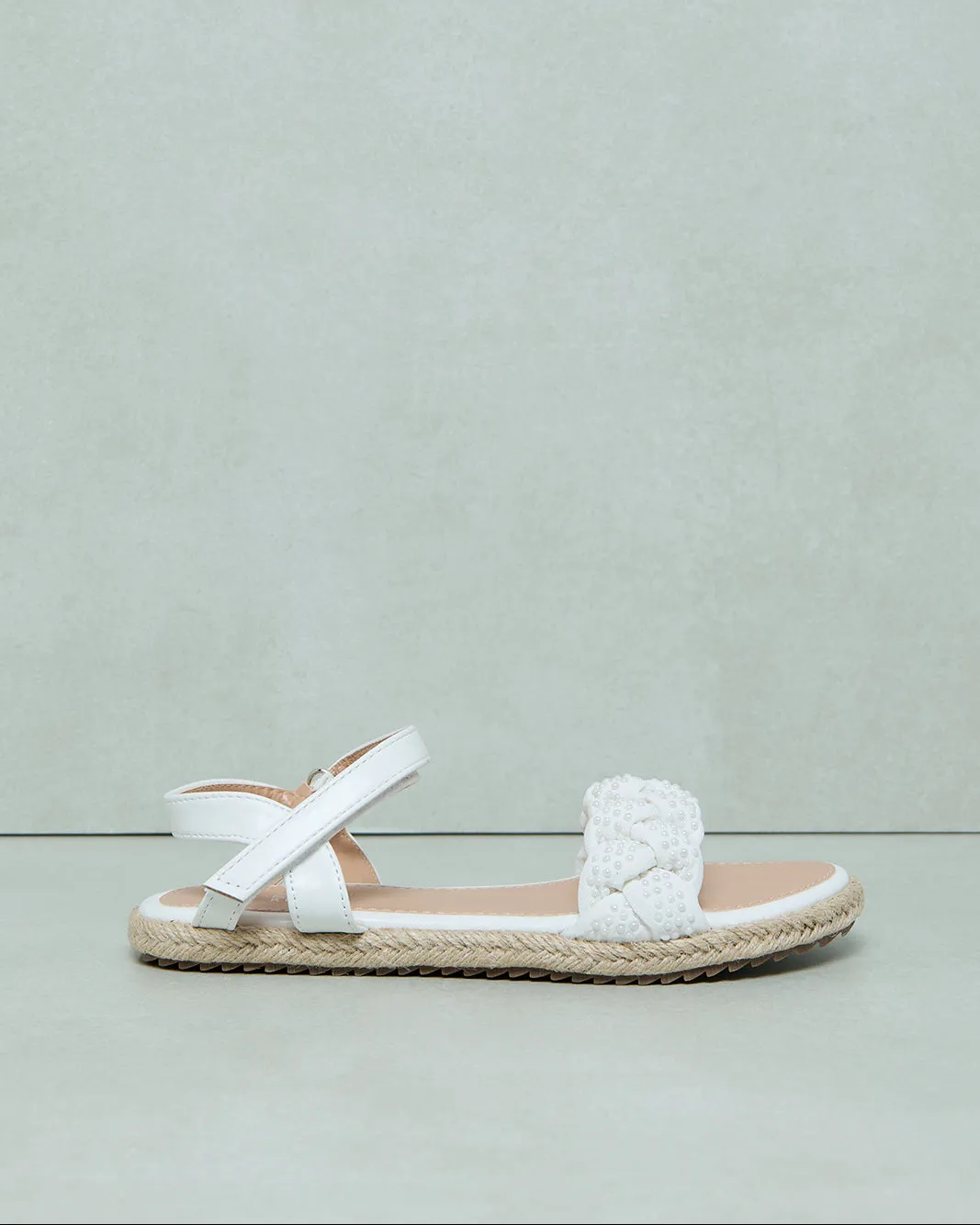 Senior Girls White Embellished Espadrille
