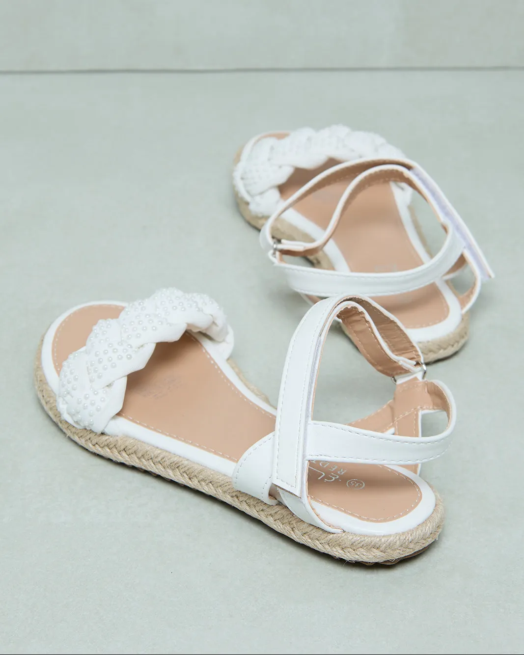 Senior Girls White Embellished Espadrille
