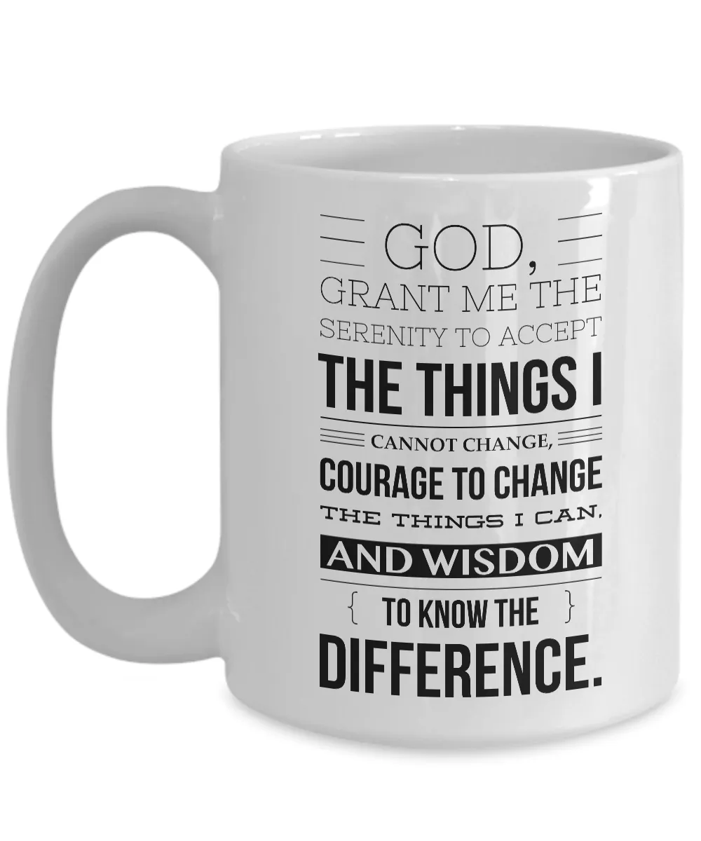 Serenity Prayer & Progress Not Perfection Mug One Year Sober Anniversary Gift AA Coffee Cup Sobriety Gifts Sponsor Gift Sponsee Recovery Coffee Mug