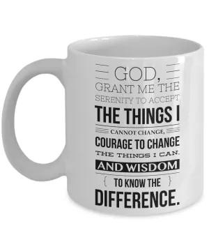 Serenity Prayer & Progress Not Perfection Mug One Year Sober Anniversary Gift AA Coffee Cup Sobriety Gifts Sponsor Gift Sponsee Recovery Coffee Mug