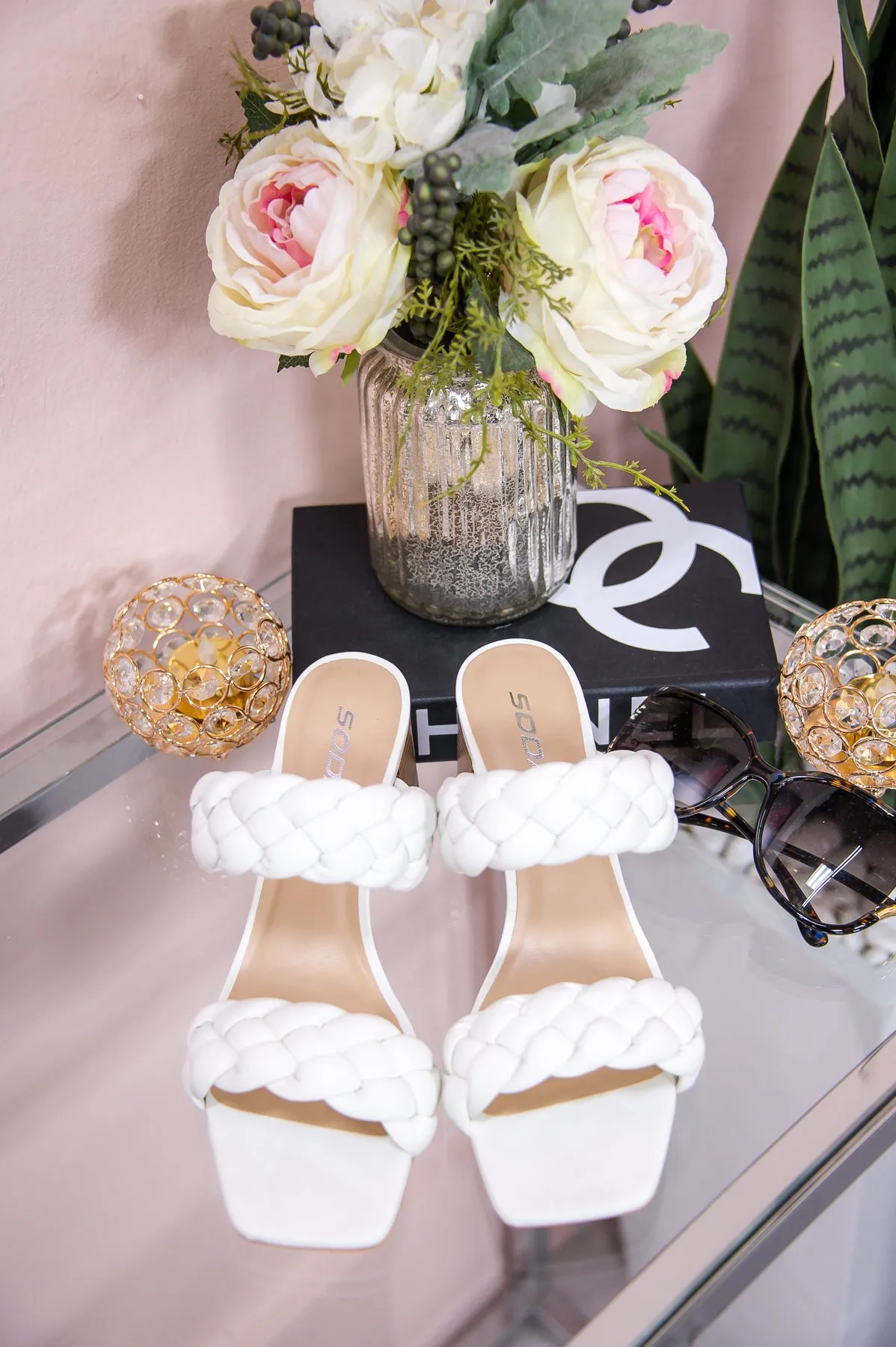 She's Moving On Off White Braided Heels - SHO2564OW
