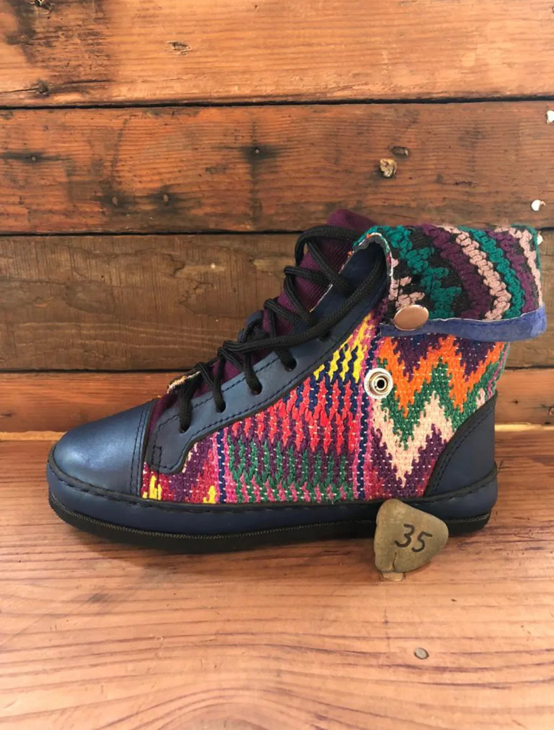 Size 35 - Fold down Desert Boots - Rainbow Zigzag
