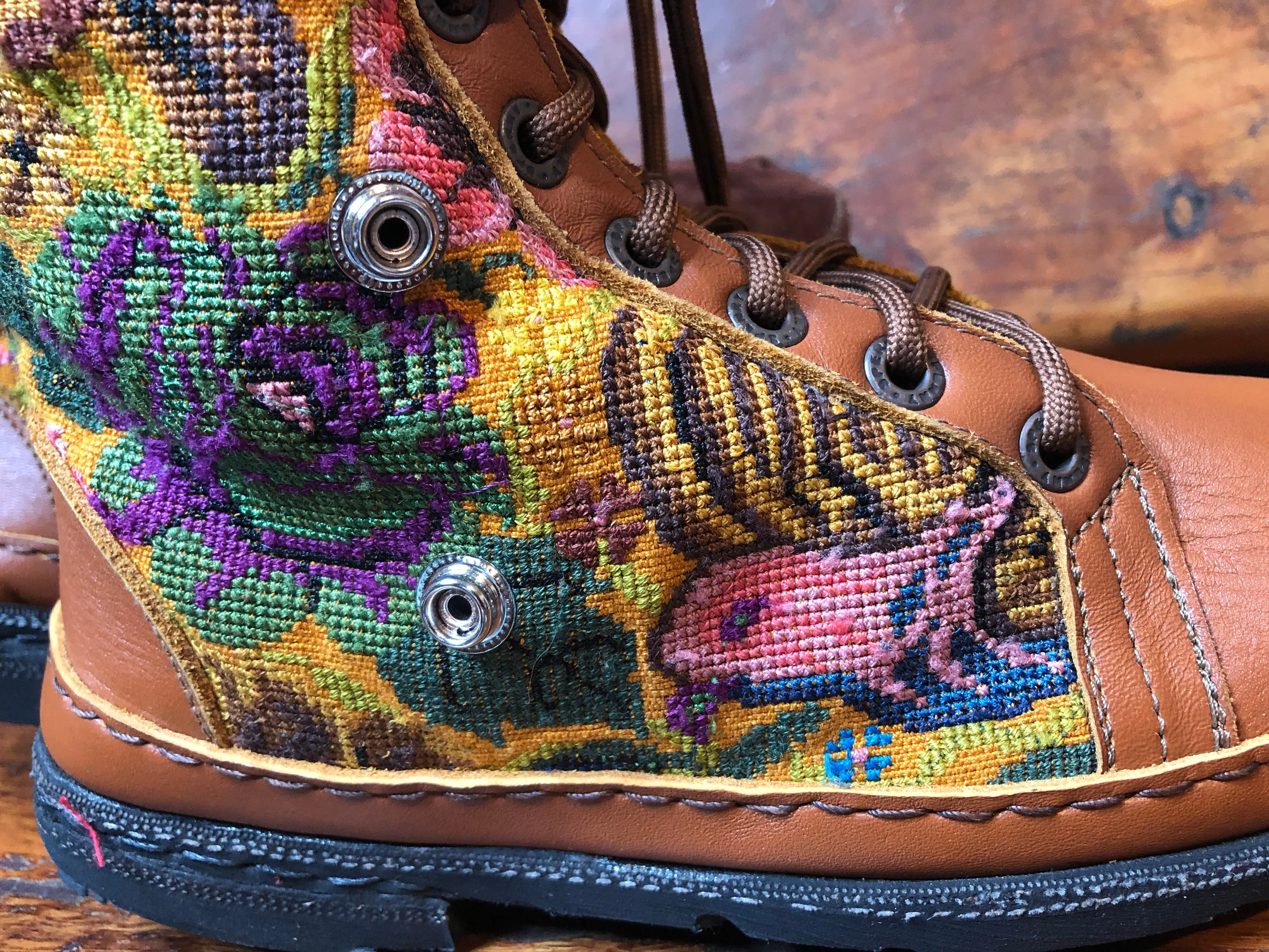 Size 38 Deluxe Desert Boots - Mustard Garden of Birds