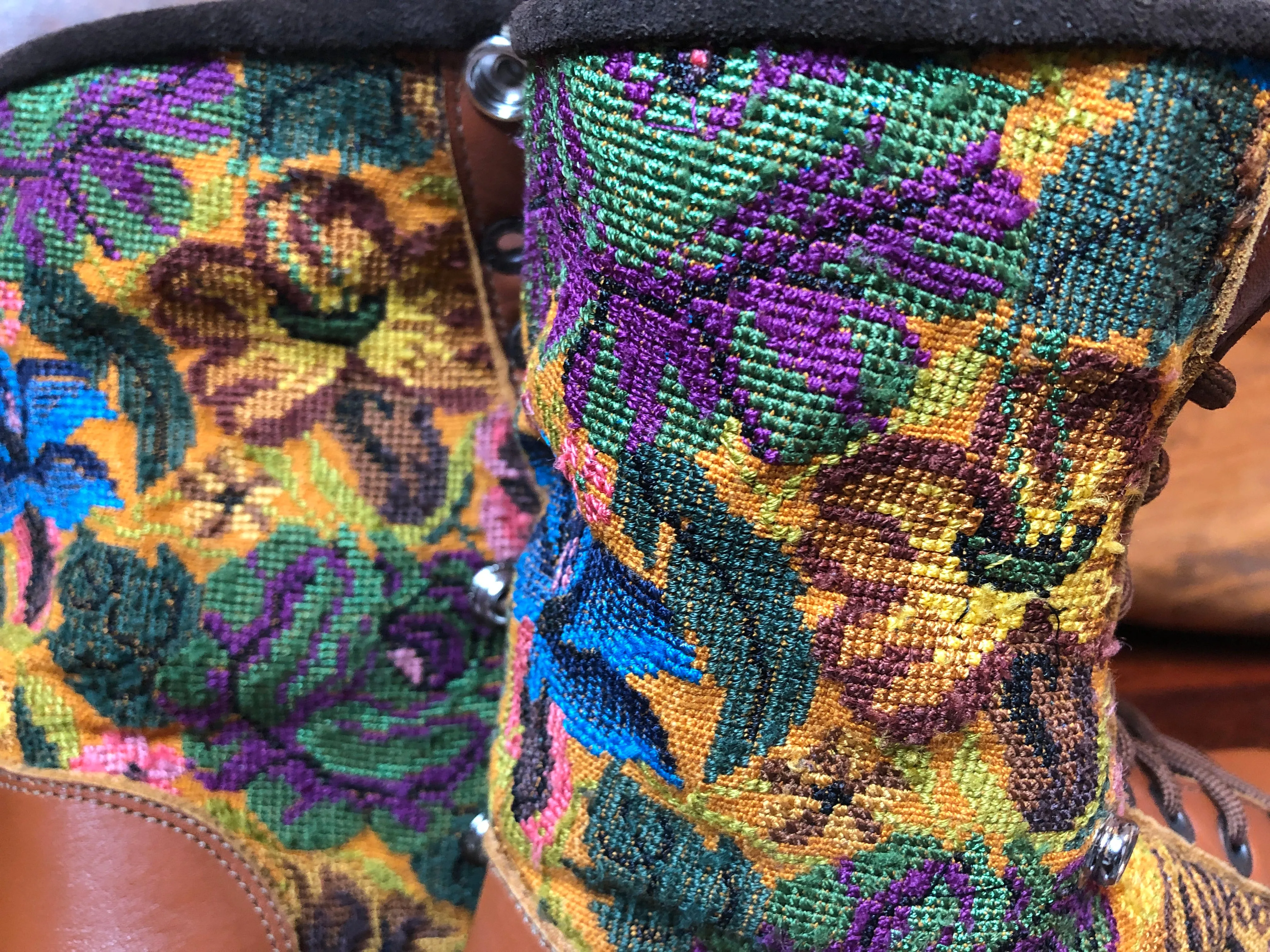 Size 38 Deluxe Desert Boots - Mustard Garden of Birds