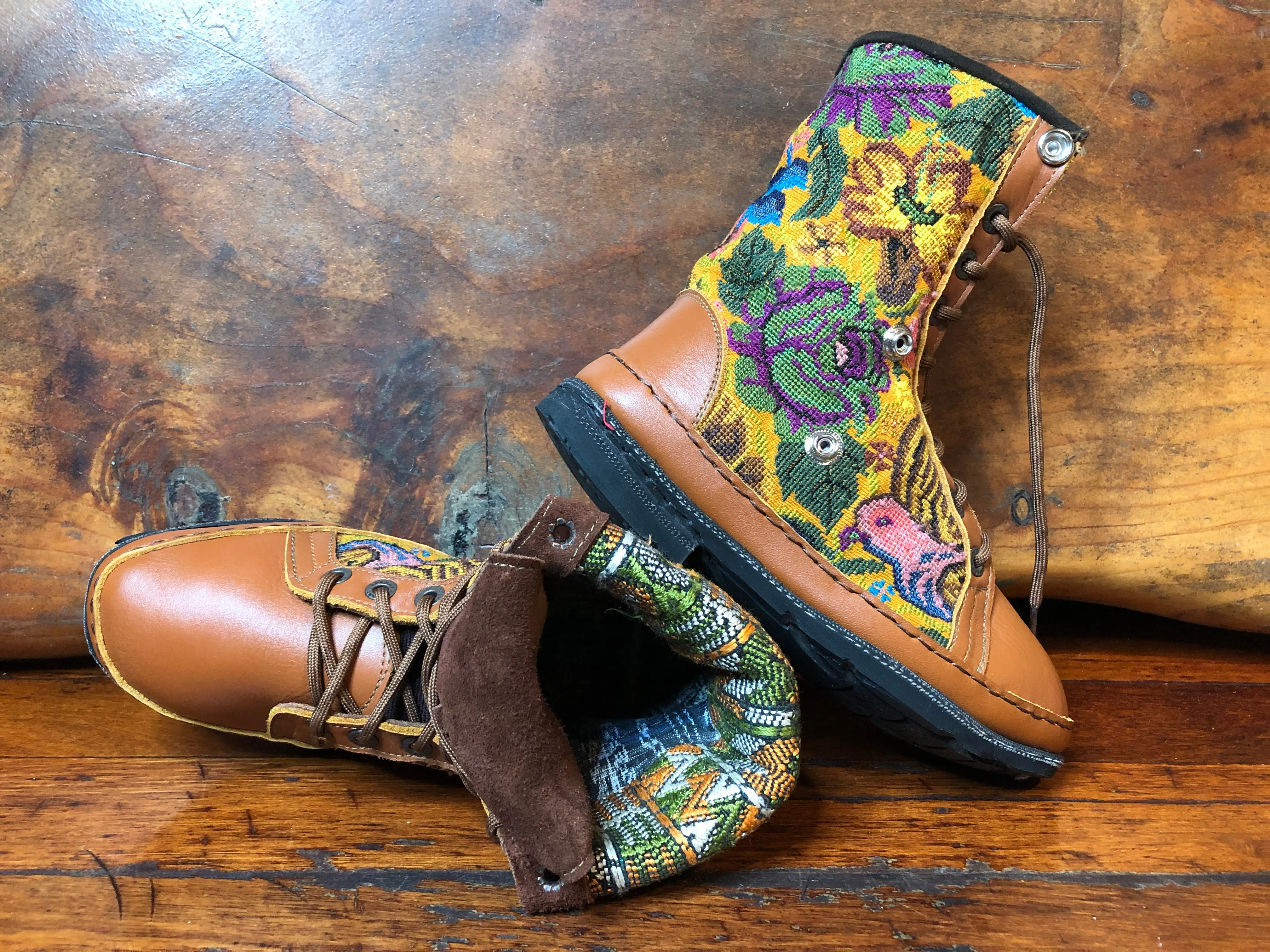 Size 38 Deluxe Desert Boots - Mustard Garden of Birds
