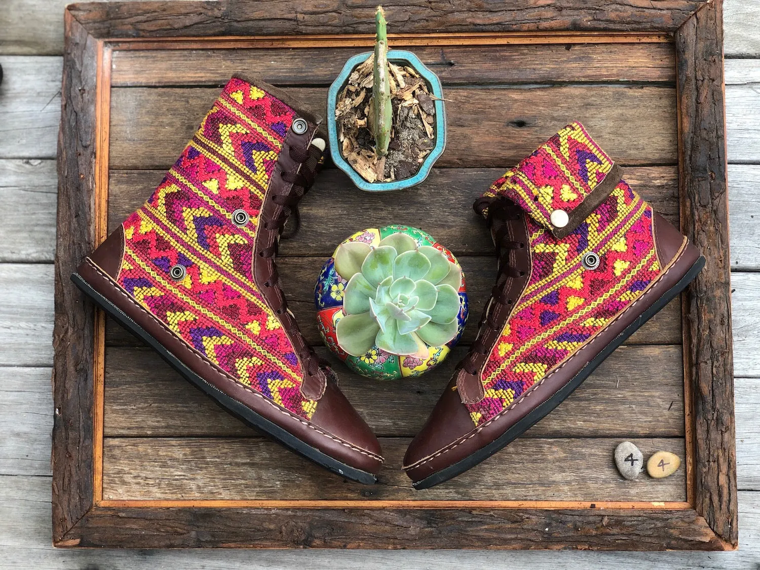 Size 44 - Fold down Desert Boots Rich Red Tone Triangles