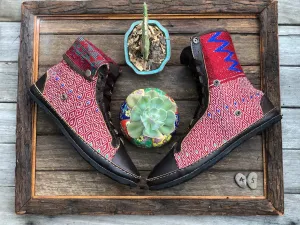 Size 45 - Fold down Desert Boots  Red with Blue Lightning