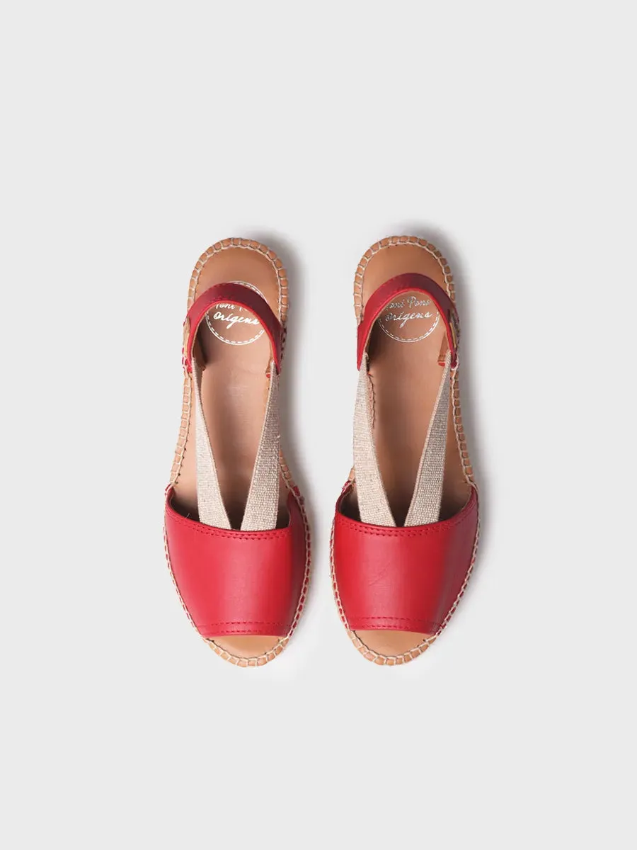 Slingback medium wedge espadrille in lether - TEIDE-P