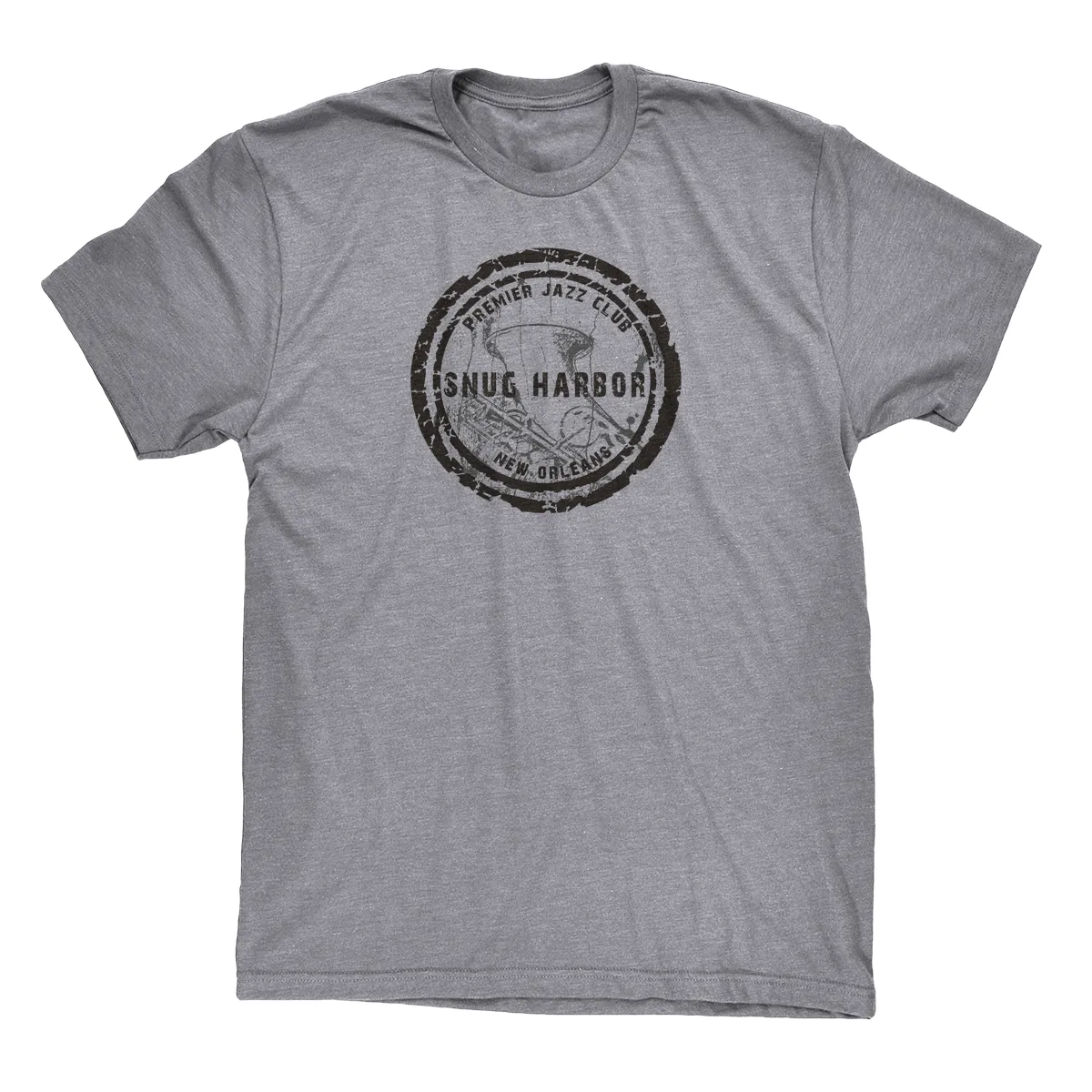 Snug Harbor Saxophone in the Round Heather Grey T-Shirt