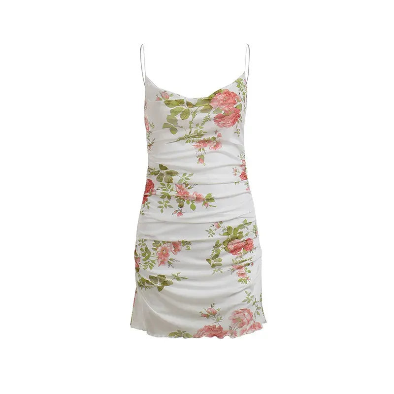 Soraya Ruched Floral Cowl Neck Mini Dress