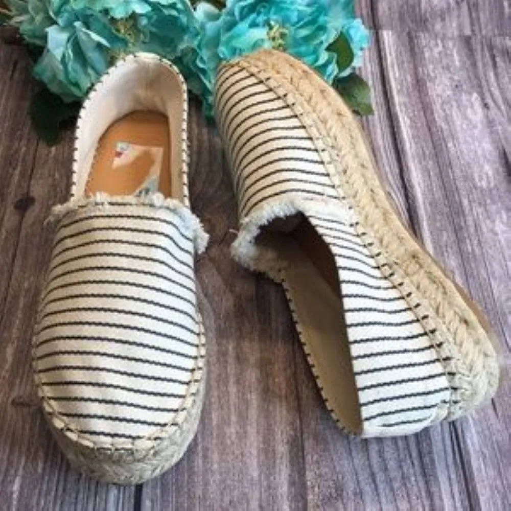 SPLENDID Lilly Striped Canvas Slip On Espadrille Flats 10M